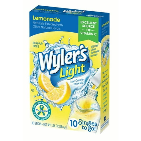 Wyler's Light Low Calorie Lemonade To Go Drink Mix Singles, 1.36 Oz., 8 (Best Low Calorie Non Alcoholic Drinks)
