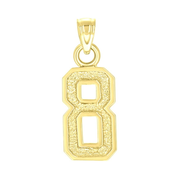 14k Yellow Gold Unisex Initial Number 8 Charm Pendant for Men Women