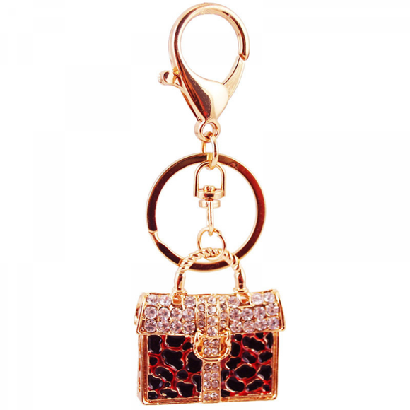 Leopard Print Bag Keychains for Women Bling Bag Key Ring for