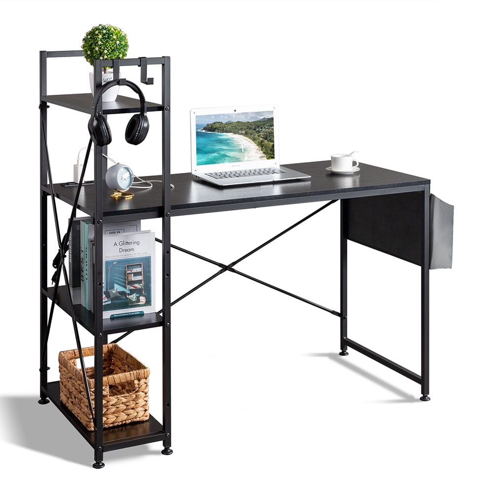 Kadyn Computer Desk, Side Storage Desk with Non-woven Bag and USB Power Port, Durable Study Table for Home, Black Kadyn Computer Desk, Side Storage Desk with Non-woven Bag and USB Power Port, Durable Study Table for Home, Black