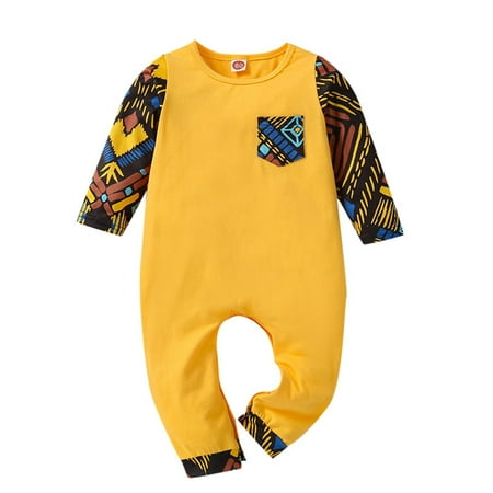 

JDEFEG Boy Romper 12 18 Months Toddler Kids Girls Boys Prints Long Sleeves Romper Jumpsuit Outfits Jumpsuits for Toddler Boys Onesies for Baby Boy Cotton Yellow 62