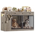 thumbnail image 7 of Homfa 59'' Large Double Dog Crate Furniture with 3 Drawers and Side Cabinet & Shelf, Indoor Wooden Dog Kennel with Removable Divider for 2 Medium or Large Dogs, Gray, 7 of 7