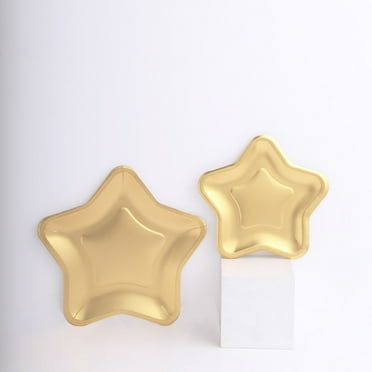 Efavormart 25 Pack Matte Gold Star Shaped Paper Dinner Plates, 7" Eco Friendly Party Plates - 300GSM