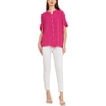 thumbnail image 2 of INSPIRE CHIC Women's Casual Button Up Textured Ruffle Sleeve Blouses Hot Pink XL, 2 of 5