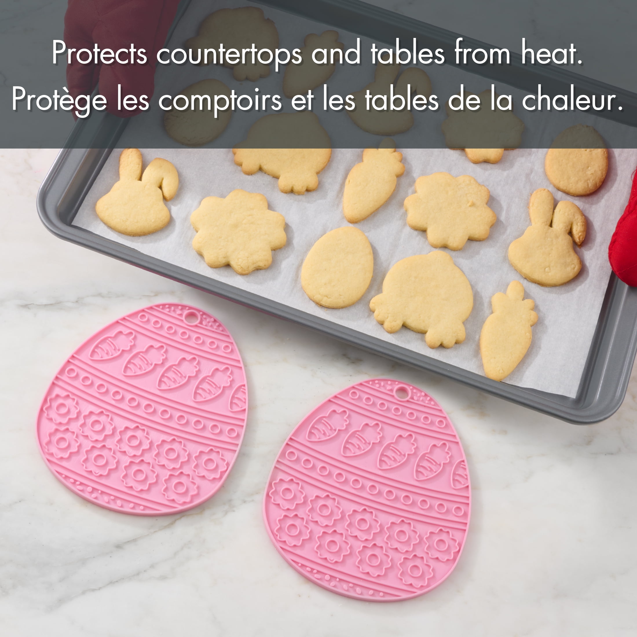 Way to Celebrate Soft Pink Silicone Kitchen Trivet, Easter Egg Shaped