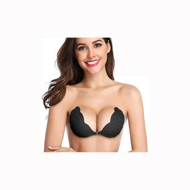Olamtai Sticky Push up Bra, Invisible Adhesive Silicone Strapless Bras for  Women, Backless Lift Push up Bra for Large Breasts - Black Bra Size C 