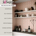 thumbnail image 4 of S4Sassy Peel and Stick Wall Covering, Geometric Arch Print Removable Vinyl Wall Wrap - Modern Mural, Orange Instant Wallpaper for Bedroom, Bathroom, Laundry Room, Closet Interior -25"x360" inch, 4 of 9