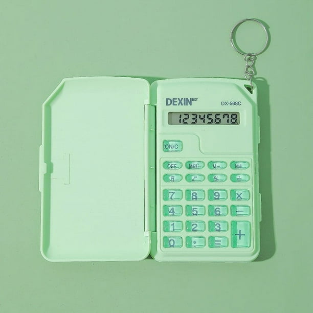 Mini calculadora portátil con tapa abatible | Pantalla de 10 dígitos | Teclado redondo | Diseño de degradado de color | Base antideslizante | Compacto del tamaño de la palma de la mano | Funciona