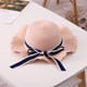 thumbnail image 5 of Sombrero de paja con lazo para mujer, circunferencia de 56-58 cm, borde ondulado, cinta, ala grande, sombrero para el sol, sombrero de verano, protector solar, sombrilla de playa, 5 of 5
