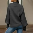 thumbnail image 5 of Stichou Sweaters for Women Long Sleeve Fall Winter Trendy Cable Knit Casual Turtleneck Crew Neck Pullover Sweater Tops Dark Gray M, 5 of 5