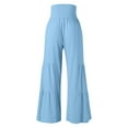 thumbnail image 5 of Women Summer High Waisted Flare Palazzo Pants Beach Pant Long Bottom Trousers Warm up Pants Drawstring Pants for Women Business Casual Pants for Women Petite Women Warm Pants Casual Women Pants Casual, 5 of 5