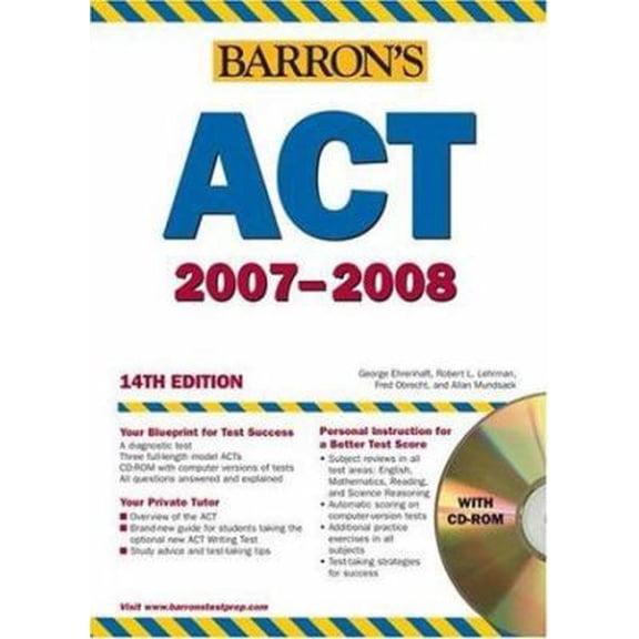 Pre-Owned Barron's Act, 2007-2008 (BARRON'S HOW TO PREPARE FOR THE ACT AMERICAN COLLEGE TESTING PROGRAM ASSESSMENT) (Paperback) 0764179020 9780764179020