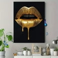 thumbnail image 4 of Golden Dripping Lips Decorative Painting/Canvas Art， Suitable for Living Room， Bedroom， Dining Room， Office， Hotel， Gallery， Studio， Cafe， Bar and Apartment Decoration., 4 of 8