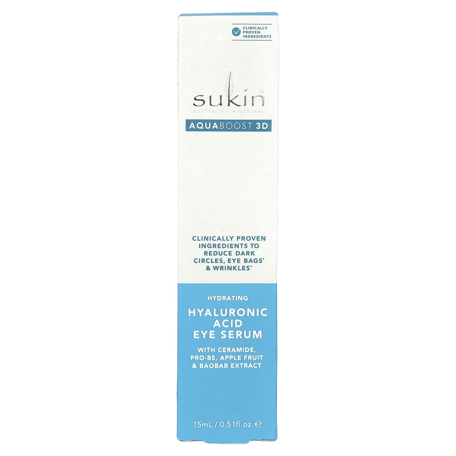 Sukin AquaBoost 3D, Hyaluronic Acid Eye Serum, 0.51 fl oz (15 ml)