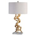 thumbnail image 1 of Uttermost Twisted Vines Modern Crystal and Metal Table Lamp in Gold/Oatmeal, 1 of 2