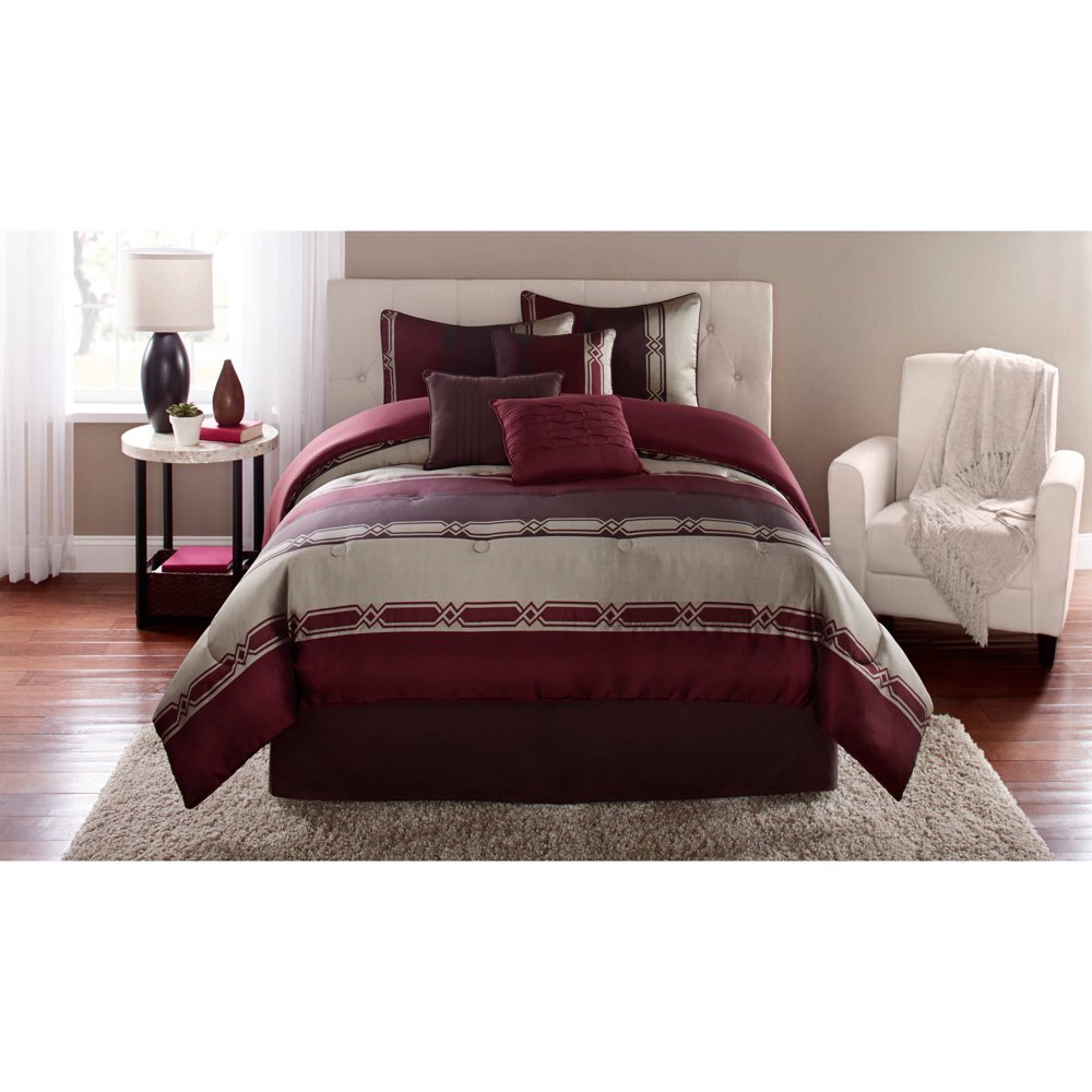 Mainstays Full Umbridge Red Comforter Set, 7 Piece