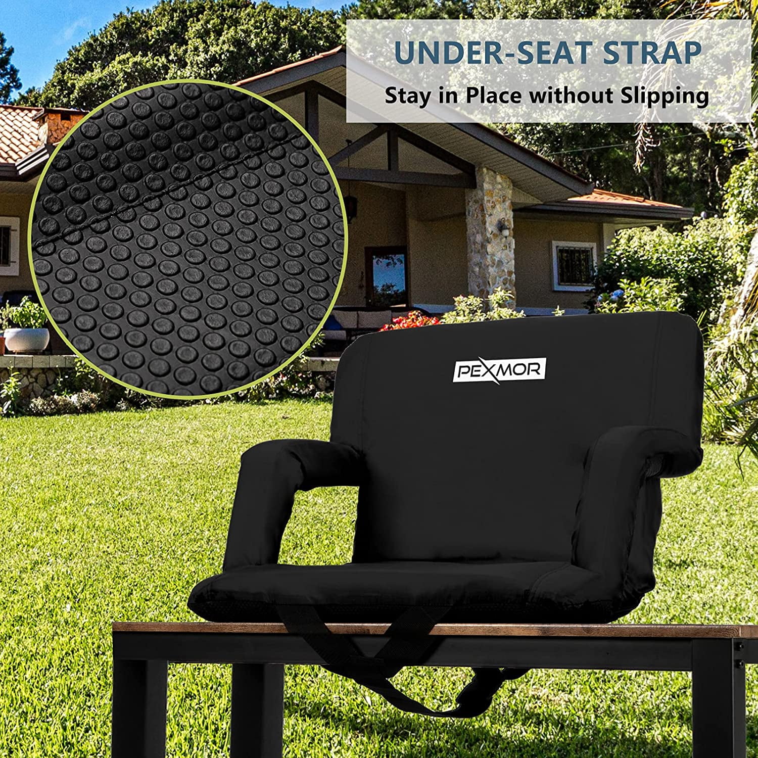 Costway 1-Piece Stadium Seat for Bleachers Plastic Outdoor Recliner with  Back Support 6 Reclining Positions Padded Cushion JV10242DK - The Home Depot