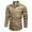Khaki, variant on TAIAOJING Mens Button Down Shirts S Cotton Sizes Plus Military Style Long Sleeve Washed Outdoor Blouse