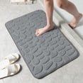 thumbnail image 1 of Memory Foam Bath Mat, Cobblestone Embossed Coral Fleece Bath Rug, Rapid Water Absorbent, 16x24 Inch, 1 of 4