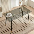 thumbnail image 3 of NORDICANA 5 Pieces Kitchen Table Set for 4, Grey Glass Dining Table Set, 51" Oblong Dinner Table and 4 PCS Dining Chairs Upholstered Velvet Accent Chairs with Metal Legs for Home, Kitchen, 3 of 8