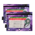 thumbnail image 6 of 2 Pack Flip Folders with Clear PVC Window Binder Pouches 3-Ring Binder Organizer for Office & Home Purple and Black Tie-dye Texture, 6 of 6