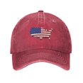 thumbnail image 1 of DouZhe Adjustable Washed Cotton Baseball Cap - America Nation Map Flag Prints Vintage Dad Hat Unisex Sports Caps (Red), 1 of 6