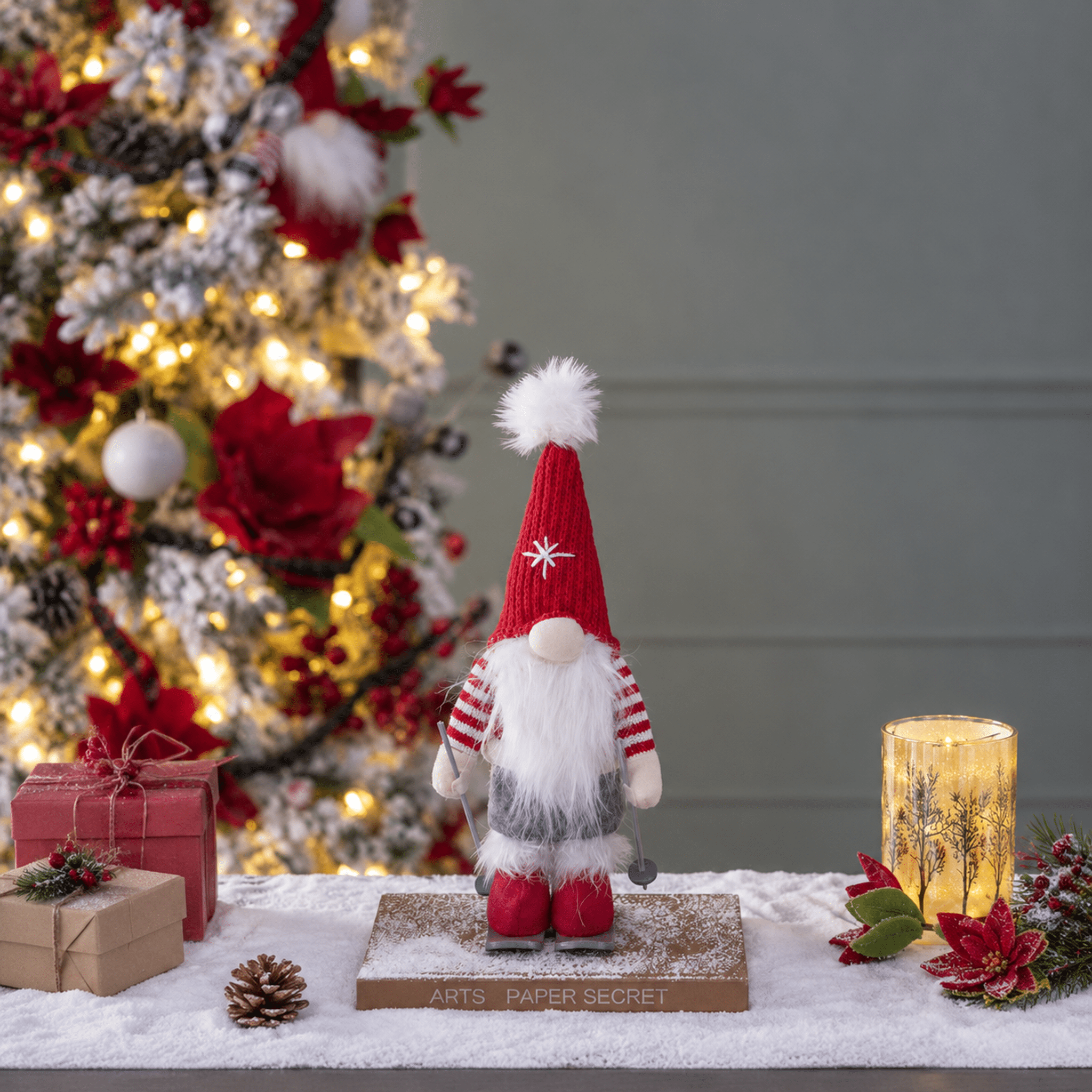 Whimsical Holiday Polyester Gnome Ornament Set Eye-Catching Decorative Accent Tabletop Mantel Shelf Display