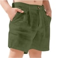 thumbnail image 2 of SERTG Kids Thin Cotton Shorts Elastic Waist Boys Loose Solid Color Casual Summer Wear Comfort Fit Everyday Bottoms(Army Green,4-5 Years), 2 of 7
