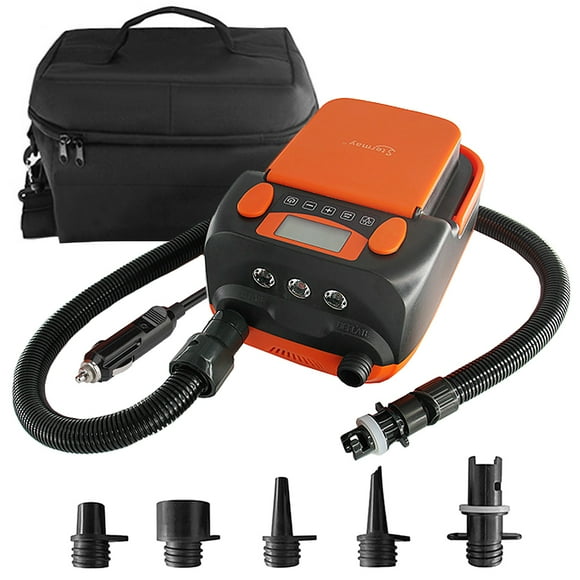 Bomba eléctrica Bomba de aire inteligente de doble etapa 16PSI con 6 boquillas Pantalla LCD 6000mAh STERMAY Bomba eléctrica