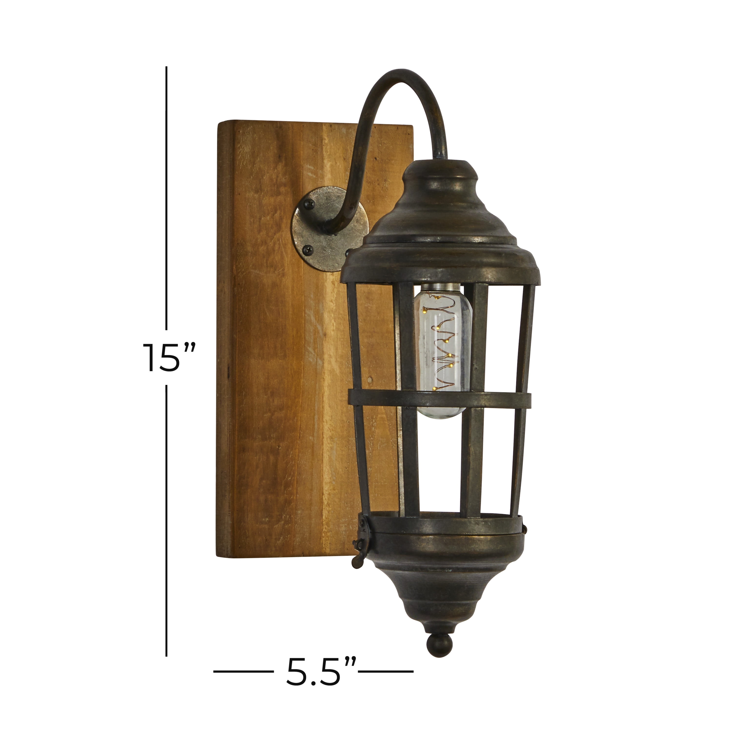 DecMode 5.5"W, 15"H Metal Industrial Candle Wall Sconce, Black, 1 - Piece