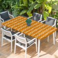 thumbnail image 2 of Orange Spring Leaves Table Cloths for 5 Foot Rectangle Tables, Pastoral Botanical Striped Flowers Patio Waterproof Elastic Fitted Tablecloths, Washable Rectangular Table Cover for Camping, 2 of 8