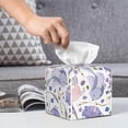 thumbnail image 5 of Uemuo Lavender Flowers Tissue Box Cover Holder, Square with Bottom Belt - PVC Leather Decorative Organizer for Tabletop, Bathroom, Car, Office, 5 of 8