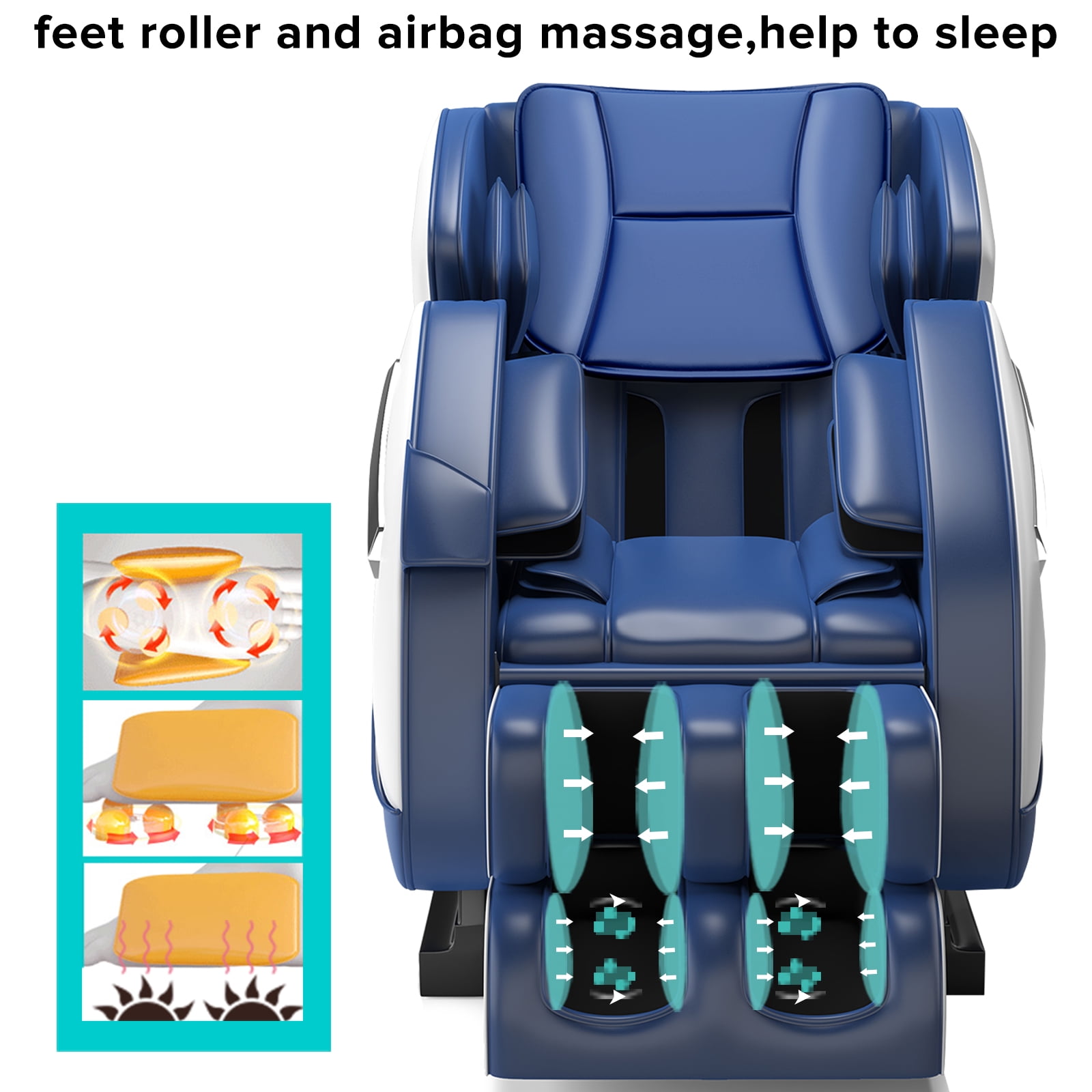 Real Relax Massage Chair, Full Body Recliner with Zero Gravity Chair, Air Pressure, Bluetooth, Heat and Foot Roller Included, Black