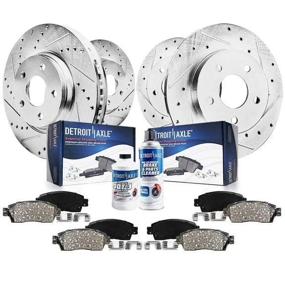 Detroit Axle - Brake Kit for 2014 2015 Mazda 6 Drilled and Slotted Disc Brake Rotors Ceramic Brakes Pads with Hardware Replacement : 11.69" inch Front and 10.94" inch Rear Rotors