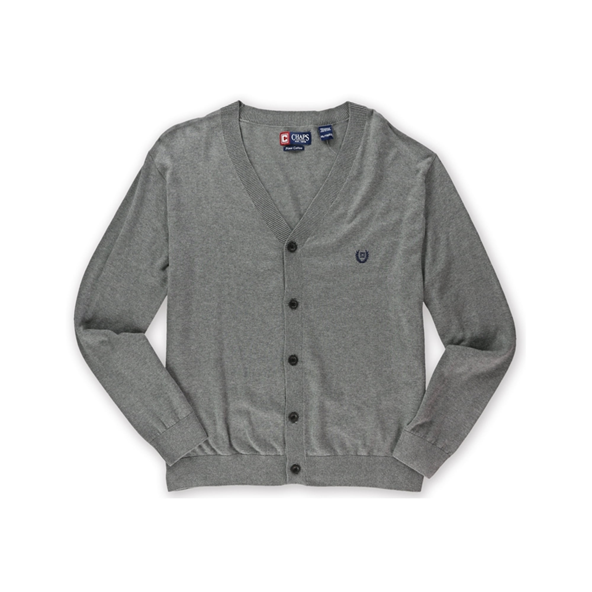 Chaps Mens Pima Cotton Logo Cardigan Sweater