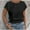 Black, variant on Munlar Women Tops Casual Summer Peplum Black Shirts Hollow out Short Sleeve Crew Neck Loose Solid Color Blouses 2XL