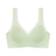 thumbnail image 4 of HNMKIU Plus Size Women’s Solid Color Bralette Wireless Comfort Bra Fashion Wavy Edge Full Coverage Soft Bra for Everyday Wear Z8124-Light Green,40, 4 of 5