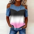 thumbnail image 5 of Womens Summer Tops Trendy 2025 Ndbuld Women's Fashion Casual Round Neck Printed Short Sleeve Blouse Loose Spring And Summer Tops Pink S, 5 of 5