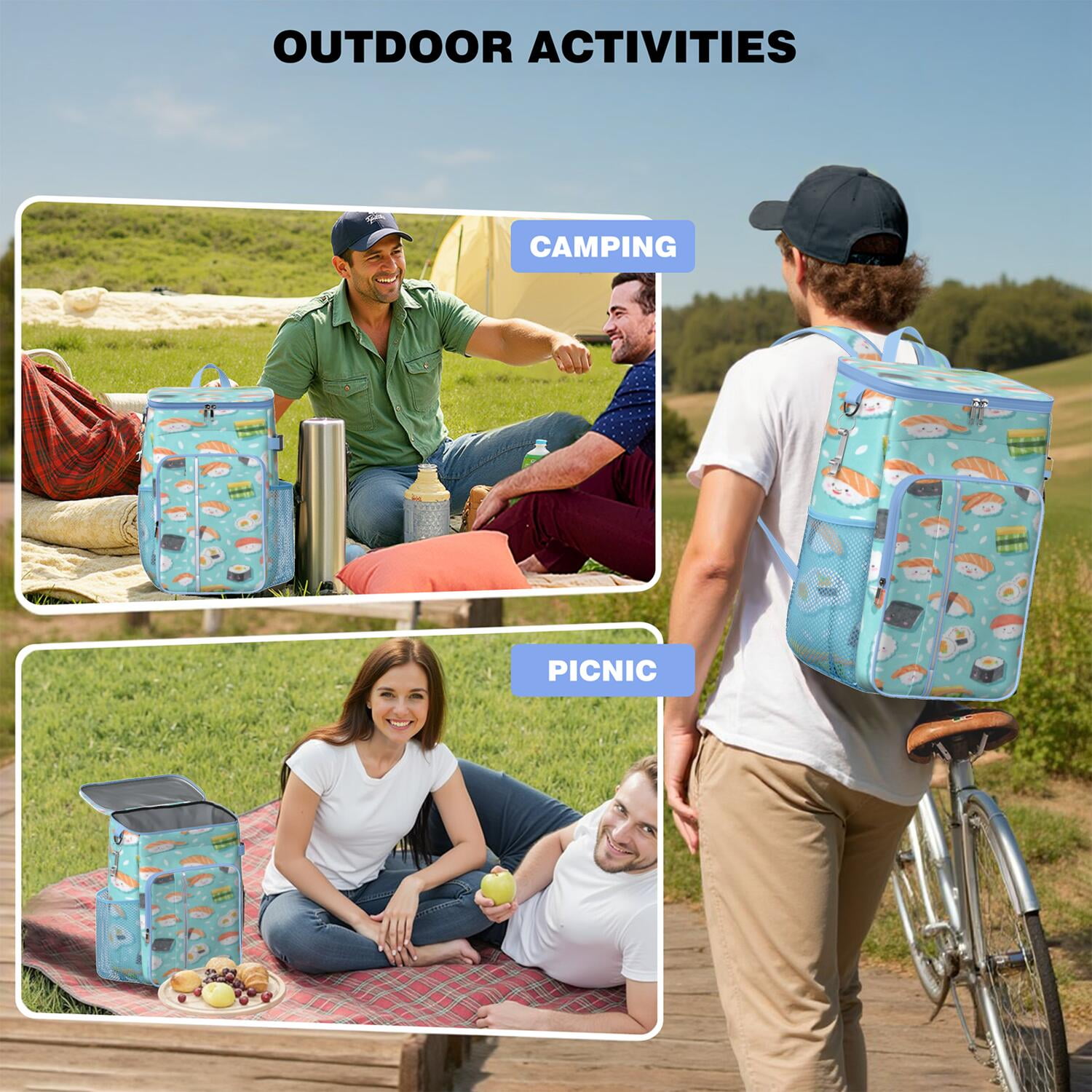 Cooler Backpack 26 Cans Insulated Backpack Cooler for Men & Women,Sushi Drink Beverage Beer Bag Cooler for BBQ Camping Beach