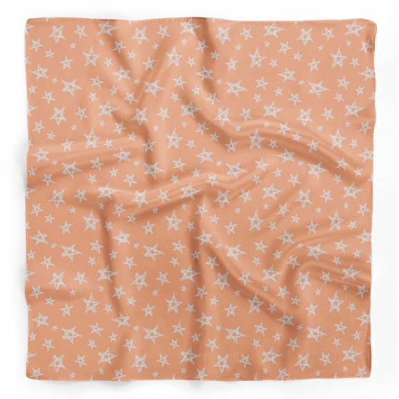 Bimba Orange Stars Star Pure Silk Printed Scarf Dupatta Head Neck Wrap Bandanas For Women 40 x 80 Inches