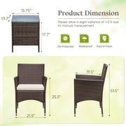 Lacoo 3 Pieces Outdoor Patio Furniture Gray PE Rattan Wicker Table and Chairs Sets Bar Set with Cushioned Tempered Glass , Brown/ Beige