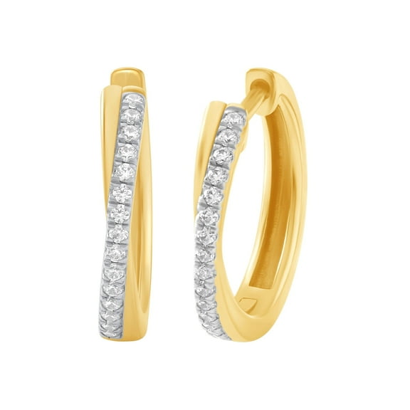 DewberryDiamonds 1/4 Ct IGI Certified Lab Grown Diamond Twist Hoop Earrings for Women 14k Yellow Gold Plated 925 Sterling Silver Pave Set Diamond Hoop Earrings (Clarity : VS, Color : EF, 0.25 Ct)