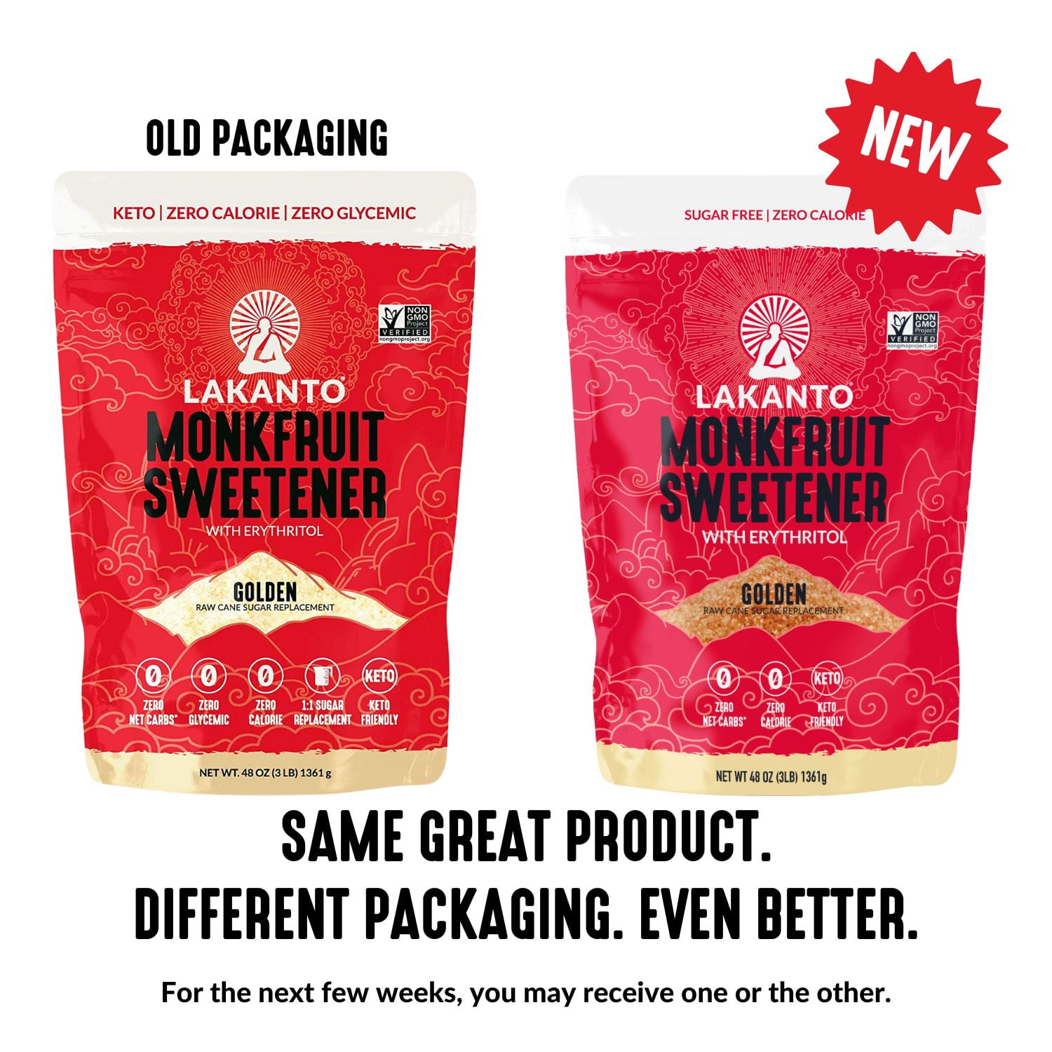 Lakanto Golden Monk Fruit Sweetener - Raw Cane Sugar Substitute, Zero Calorie, Keto Diet Friendly, Zero Net Carbs, Zero Glycemic, Baking, Extract, Sugar Replacement (Golden - 3 lbs)