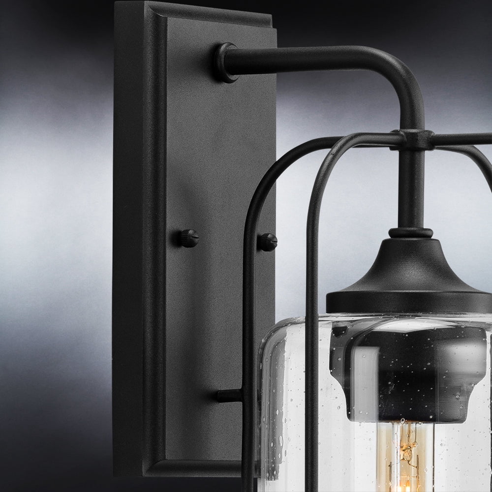 Luxury Farmhouse Wall Sconce, 17H x 7.5W, with Industrial Luxe Style, Midnight Black, UHP1301 by Urban Ambiance