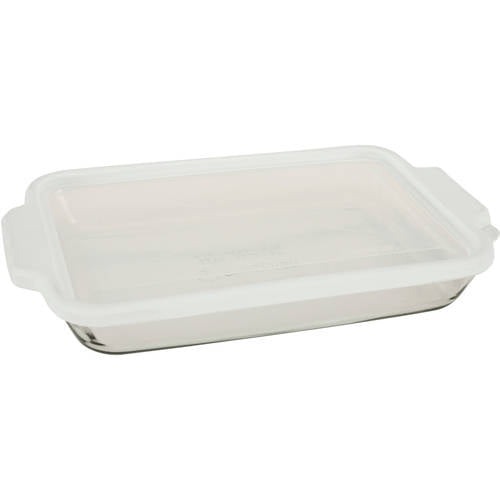 Anchor Hocking True Fit Clear 3 Quart Baking Dish with White Lid