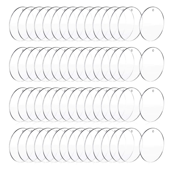 50 Pcs 3 Inch Acrylic Blanks with Hole Transparent Circle Ornament Clear Round Acrylic Christmas Ornament Blanks