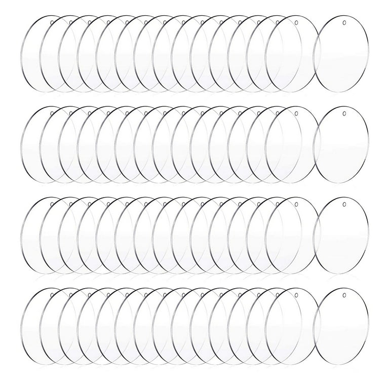 Cludoo 3 inch Clear Acrylic Ornaments for Crafts, 30pcs Clear Round Acrylic Ornament Blanks Acrylic Circle Disc Ornament Blanks with Hole Christmas