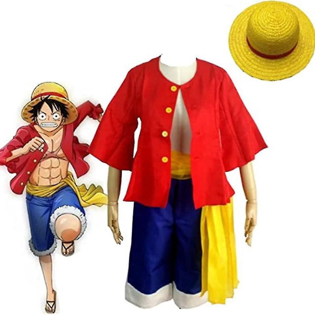 Mono de una pieza D. Disfraz de Luffy, sombreros de paja de pirata, trajes de pirata, Manga de Anime japonés, conjunto de disfraces de Halloween para adultos