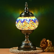 Handcrafted Turkish Mosaic Table Lamp with Bohemian Stained Glass Shade - Ideal Desk Decor for Creating Ambiance in Living Room or Bedroom