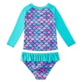 thumbnail image 3 of GYRATEDREAM Baby Toddler Girls Mermaid Fish Rash Guard 2-Piece Swimsuit Set - Long Sleeve Bikini with UPF 50+ Sun Protection 2-10 Years, 3 of 6